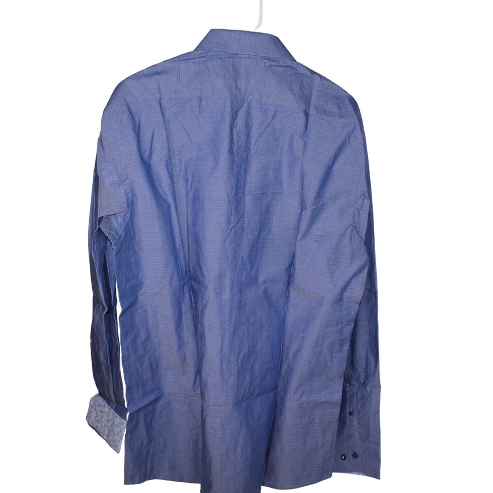 Steel & Jelly London Mens XL Flip Cuff Blue Long Sleeve Casual Dress Shirt - Picture 2 of 9
